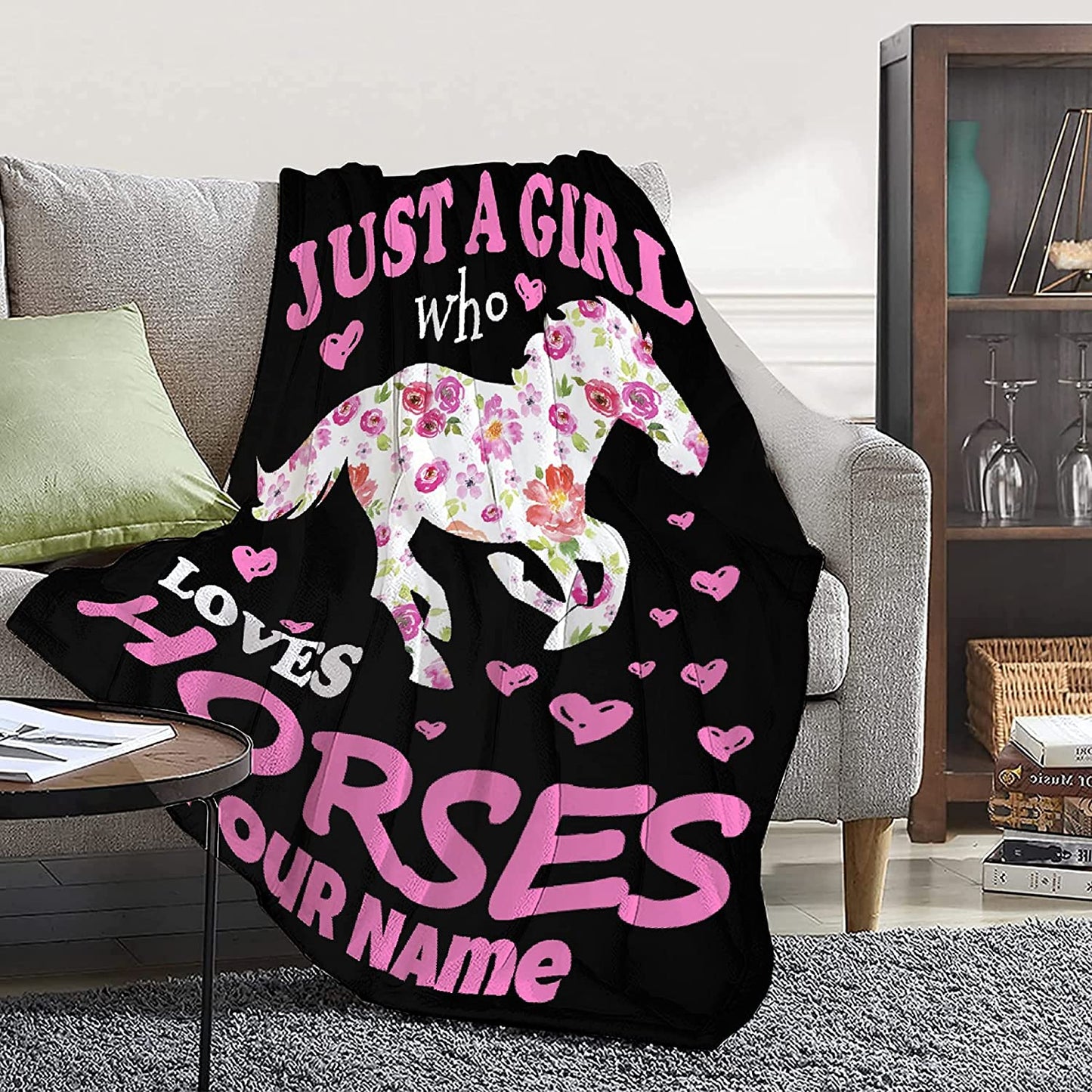 Personalized Horse Blanket - Custom Gift For Horse Lover, Animals Lover - Just A Girl Who Loves Horses Blanket