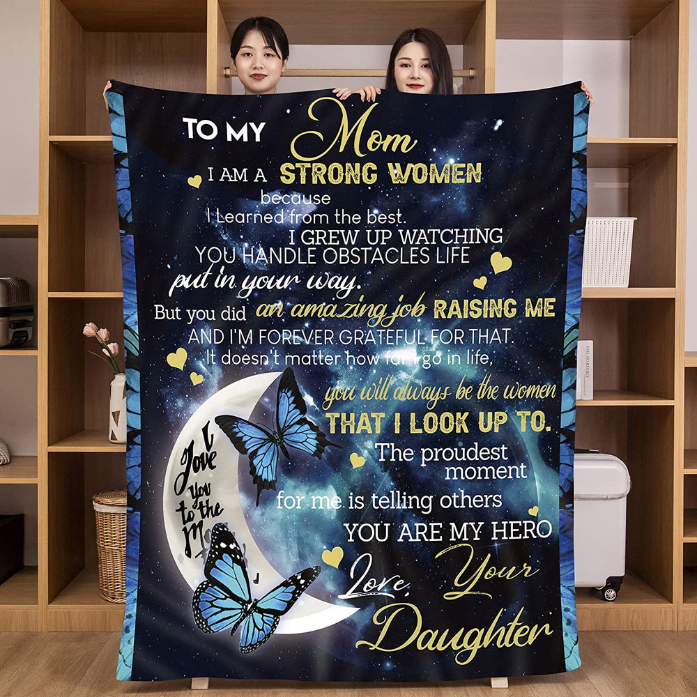 Mother's Day Gift Blanket, Throws Blanket For Mom From Daughter Butterfly And Moon Blanket Mom Gift Idea For Birthday Mothers Day