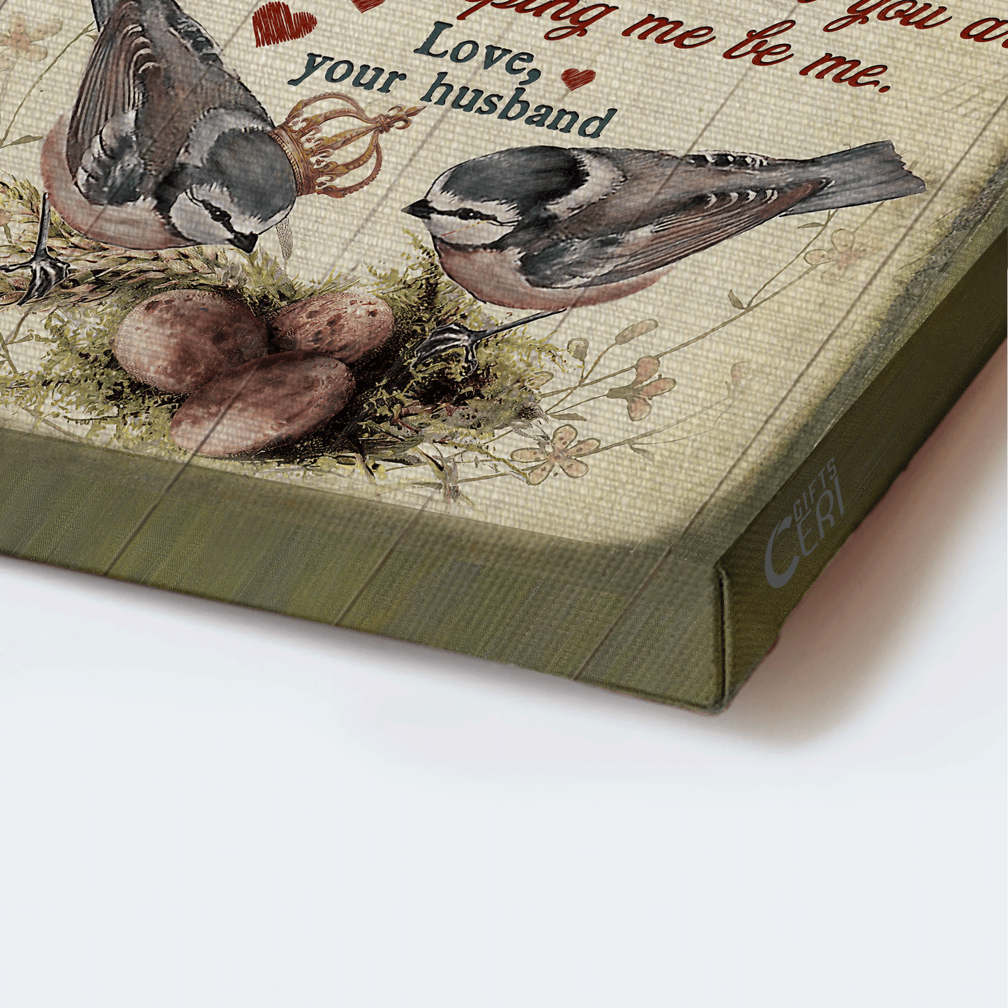 Couple Portrait Canvas - Bird couple, Eggs, Nest Portrait Canvas - Gift For Couple, Spouse, Lover - You complete me and make me a better person Portrait Canvas