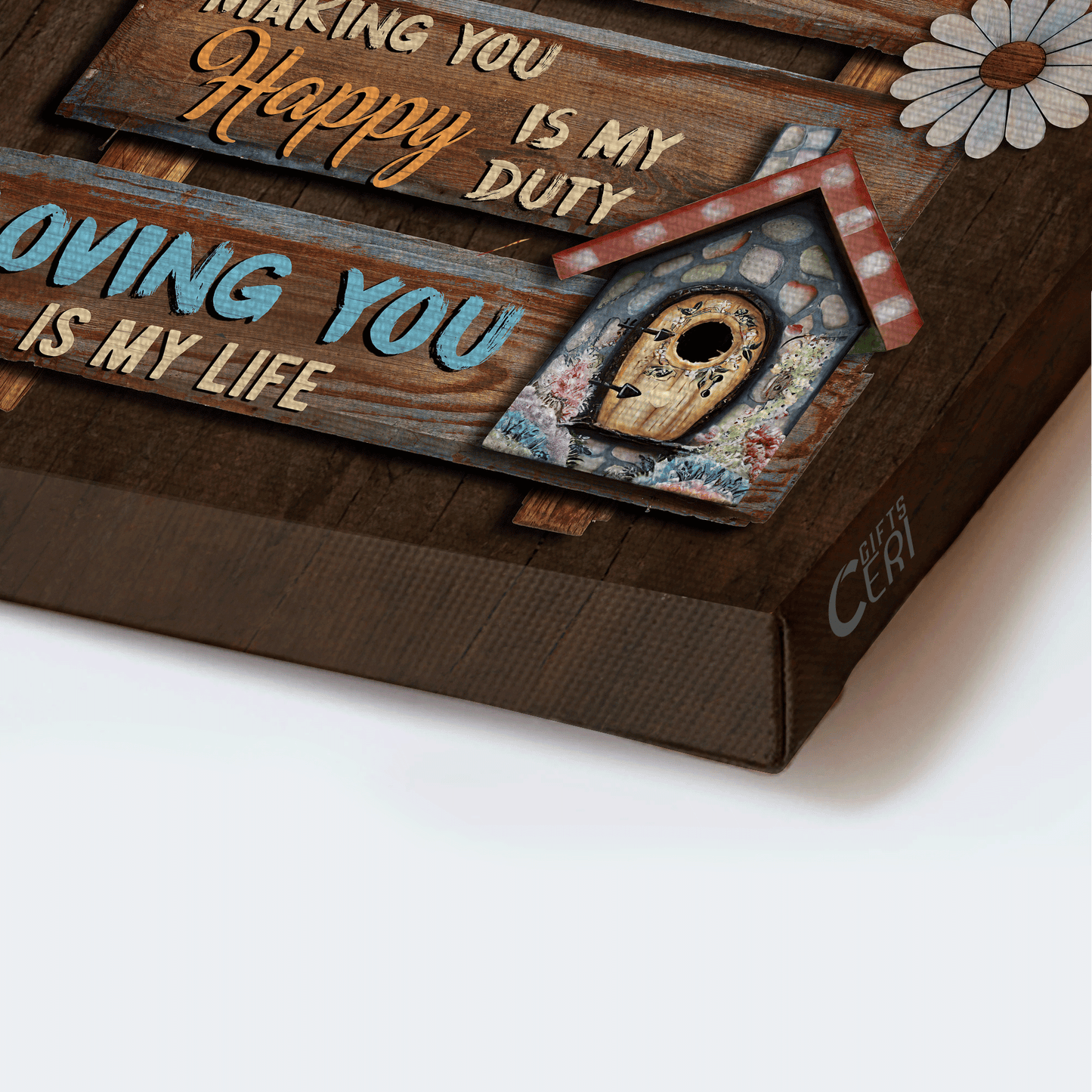 Couple Portrait Canvas - Bird couple, Sweet home, Vintage painting Portrait Canvas - Gift For Couple, Spouse, Lover - Loving you is my life Portrait Canvas