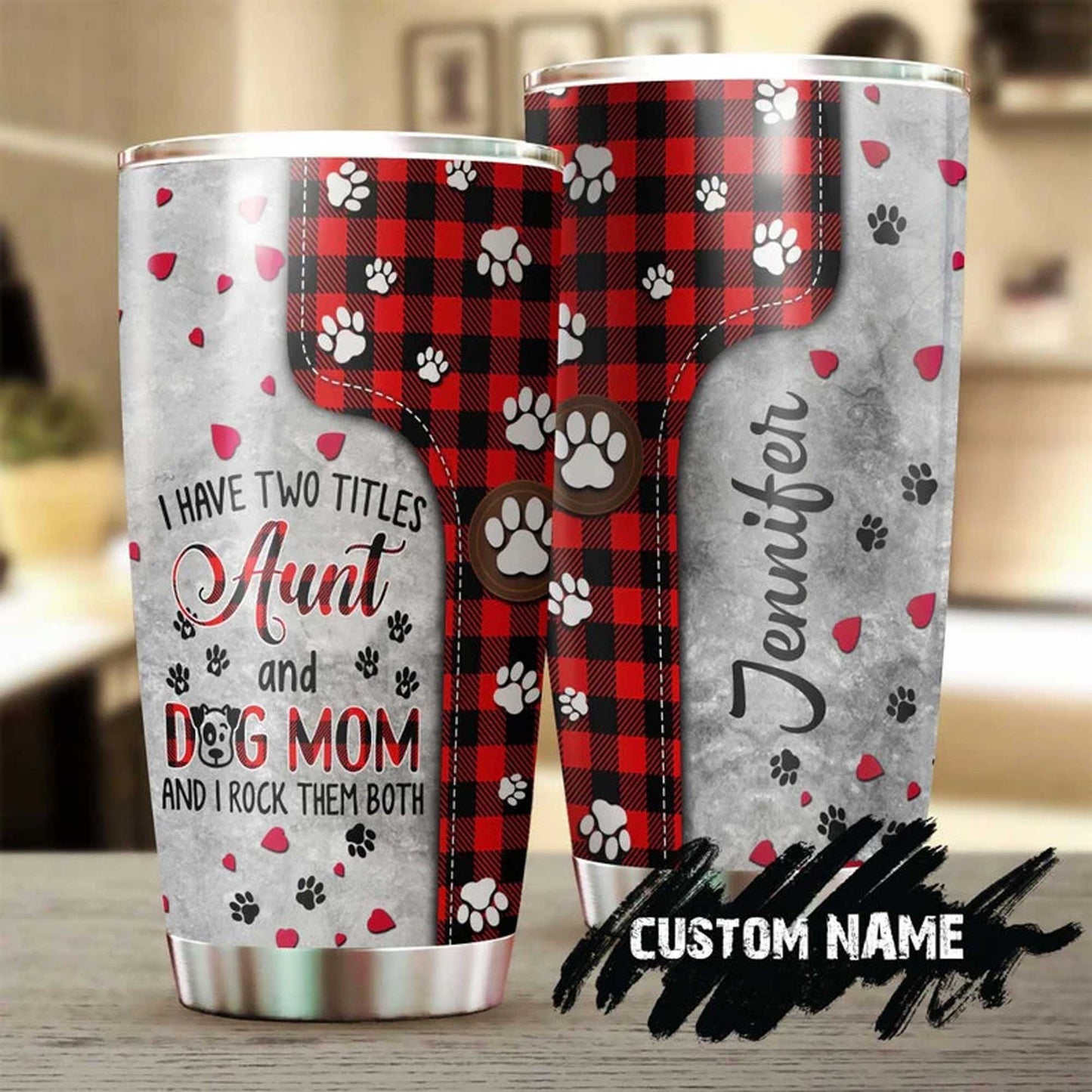 Personalized Mother's Day Gift Tumbler - Custom Gift For Mother's Day, Presents For Mom, Dog Lover - I Have Two Titles Aunt And Dog Mom Tumbler