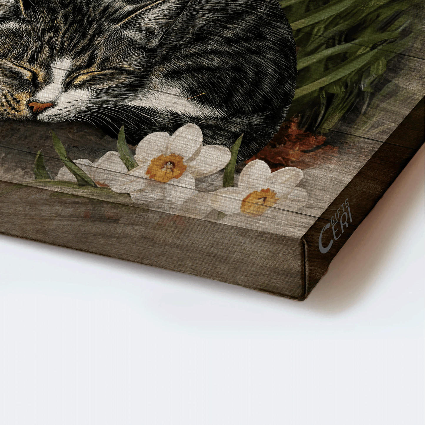 Black cat Landscape Canvas- Black cat drawing, Pretty flower garden- Gift for Christian- Give it to God and go to sleep - Landscape Canvas Prints, Christian Wall Art