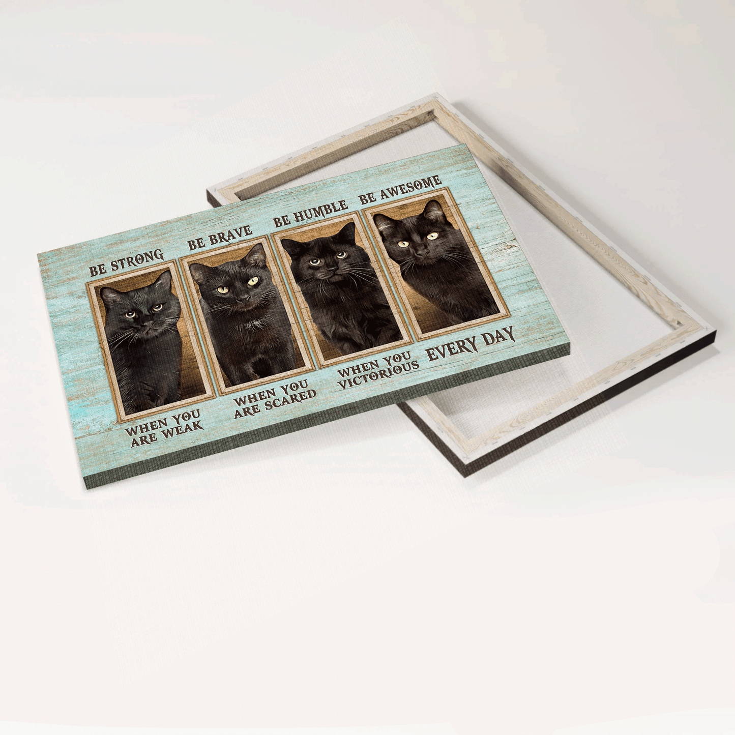 Black cat Landscape Canvas- Black cat painting- Gift for cat lover- Be awesome everyday - Landscape Canvas Prints, Wall Art