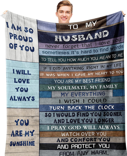 Gifts For Husband Blanket - To My Husband Blanket, Gifts Ideas From Wife For Men, Future Husband, Valentine, Wedding, Anniversary, Birthday, Father's Day Blanket