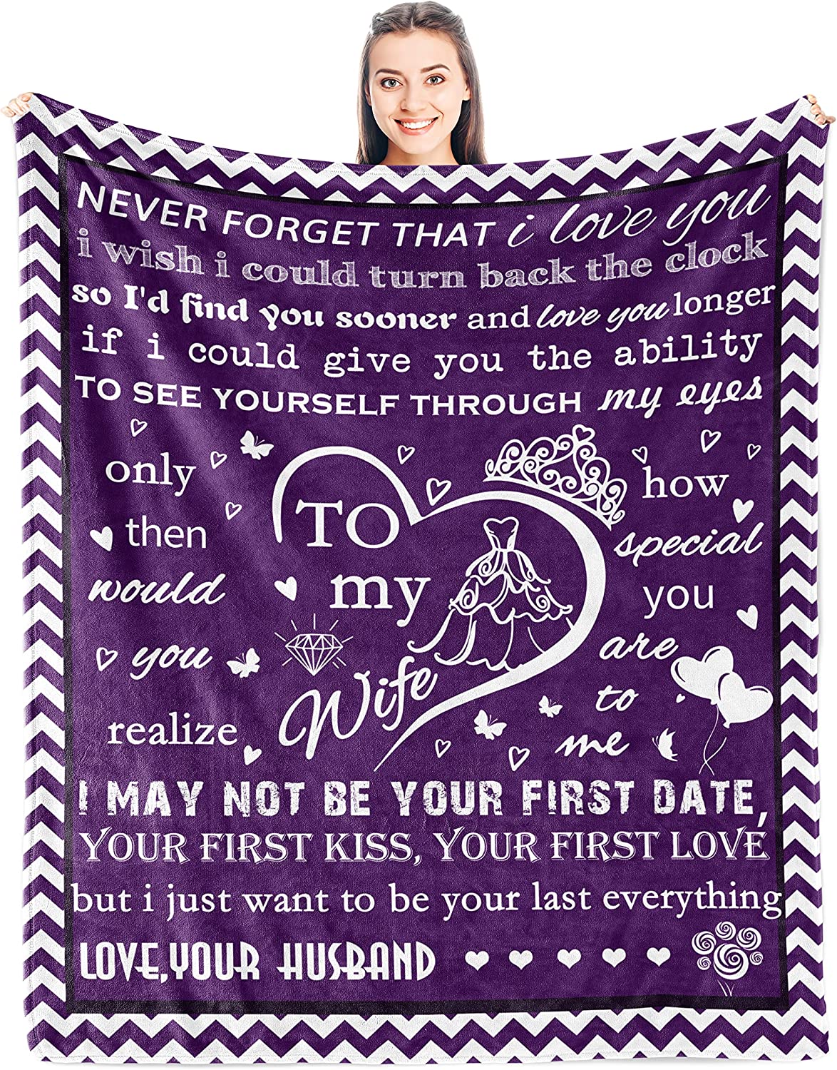 Wife Valentine's Day Gift - Best Gifts Romantic For Wife From Husband - Wife Anniversary Blanket Gift For Her - Gifts For Wife Birthday Valentines