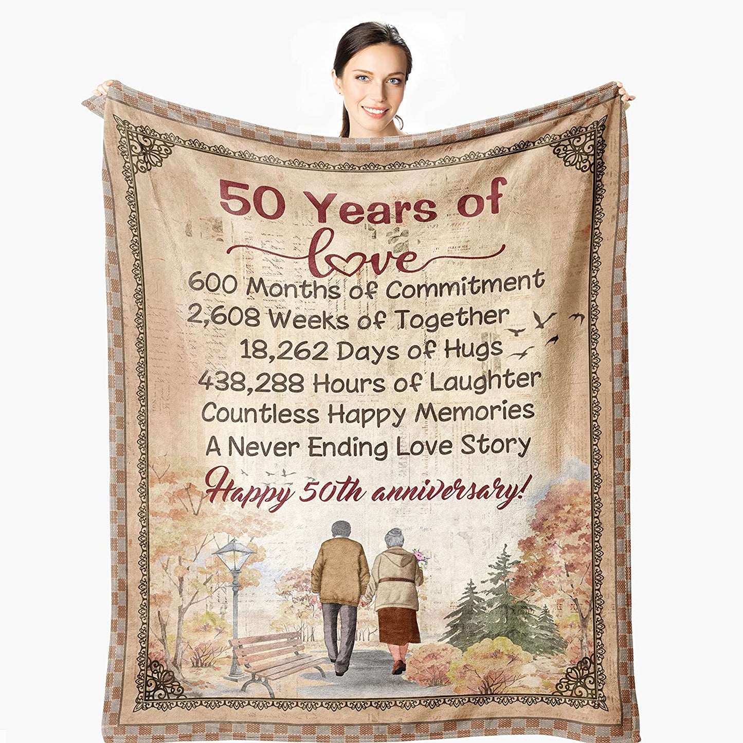 50Th Anniversary Wedding Gifts For Wife Husband Couple Golden Wedding Blanket For Mom Dad Grandparents 50 Years Of Marriage Celebration Throw Blankets Valentine's Day Fiftieth Gift