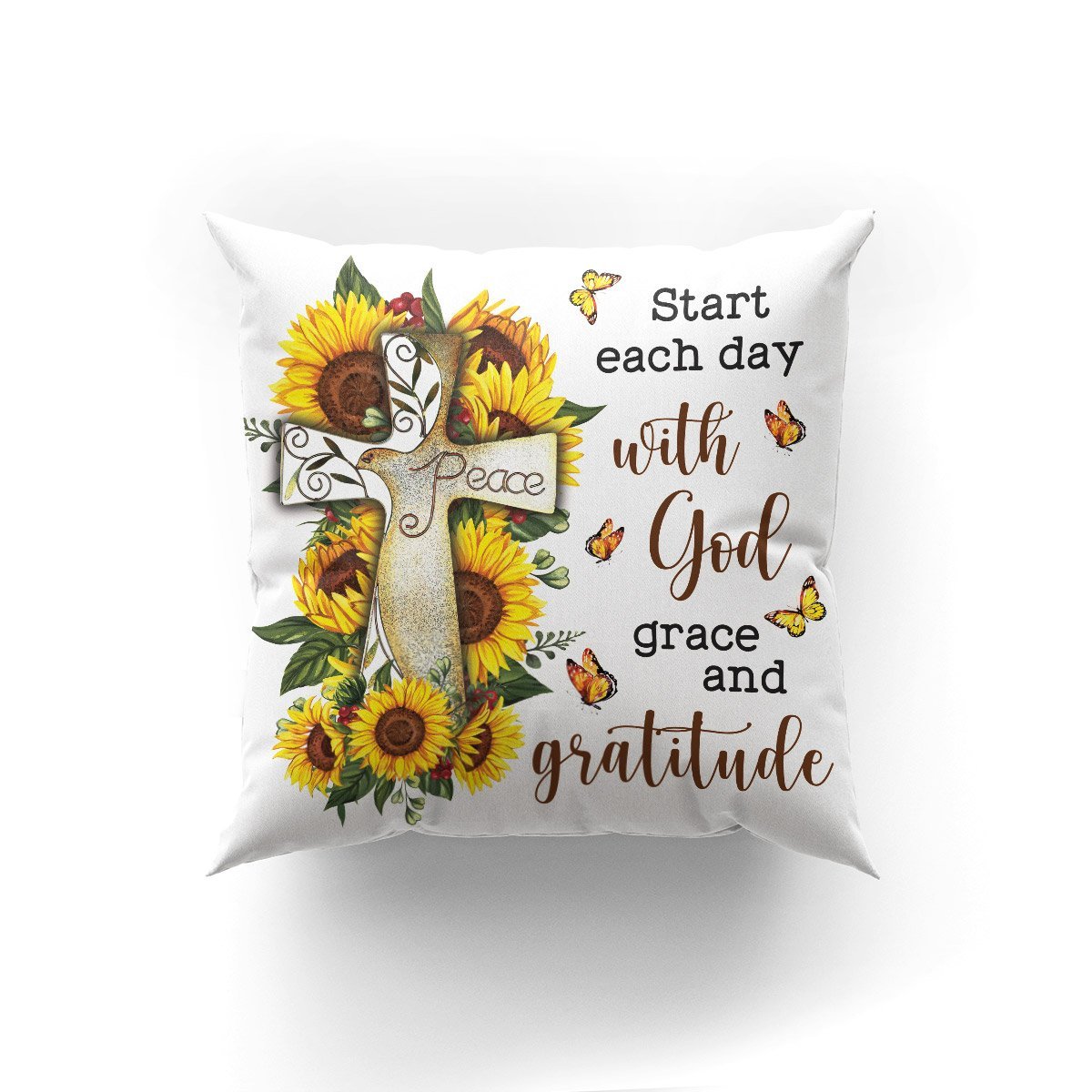 Bible Verse Pillow - Scripture Pillow - God Pillow - Special Sunflower Pillow - Start Each Day With God