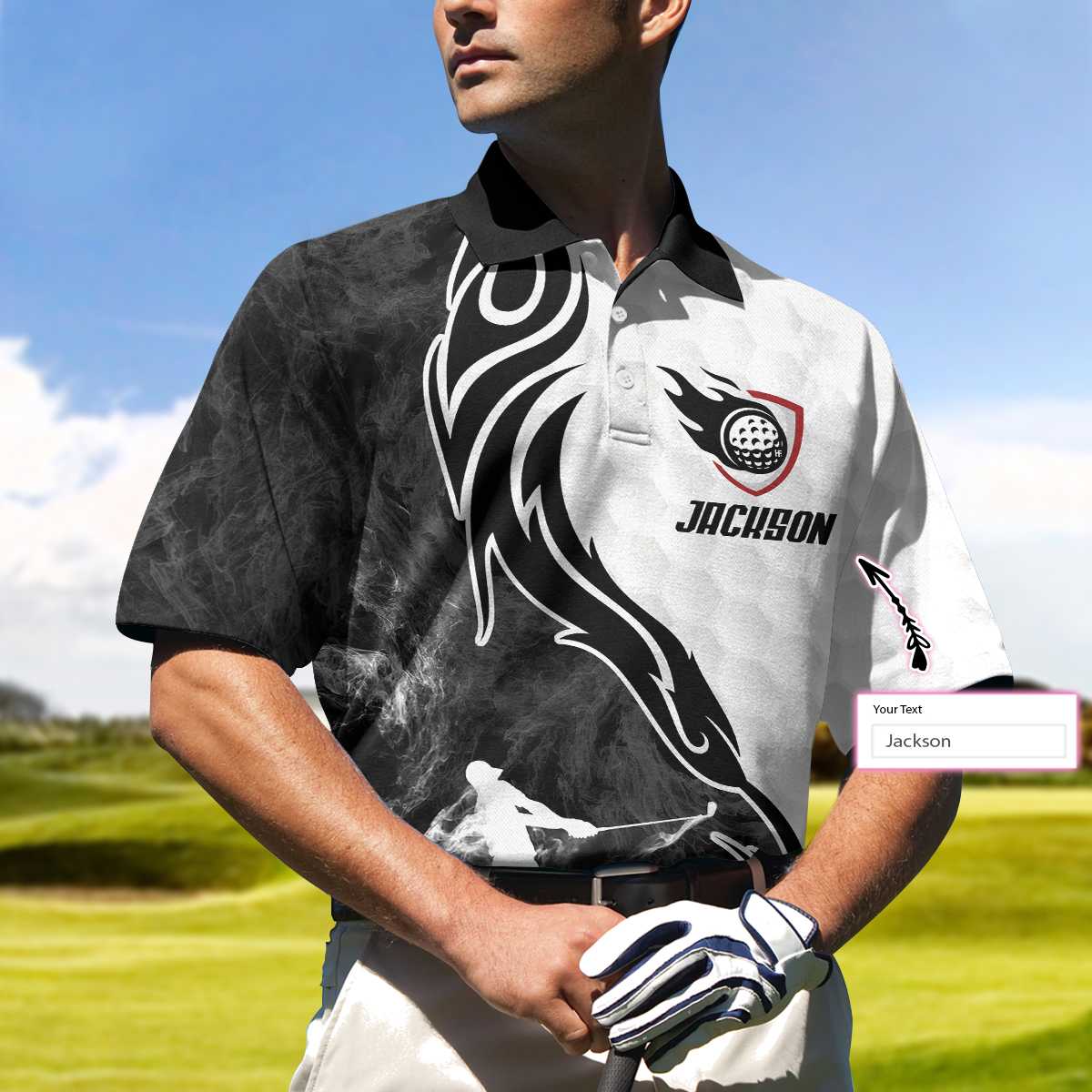 Golf Personalized Men Polo Shirt, A Golf Player Illustration Custom Polo Shirt, Best Golf Shirt For Men