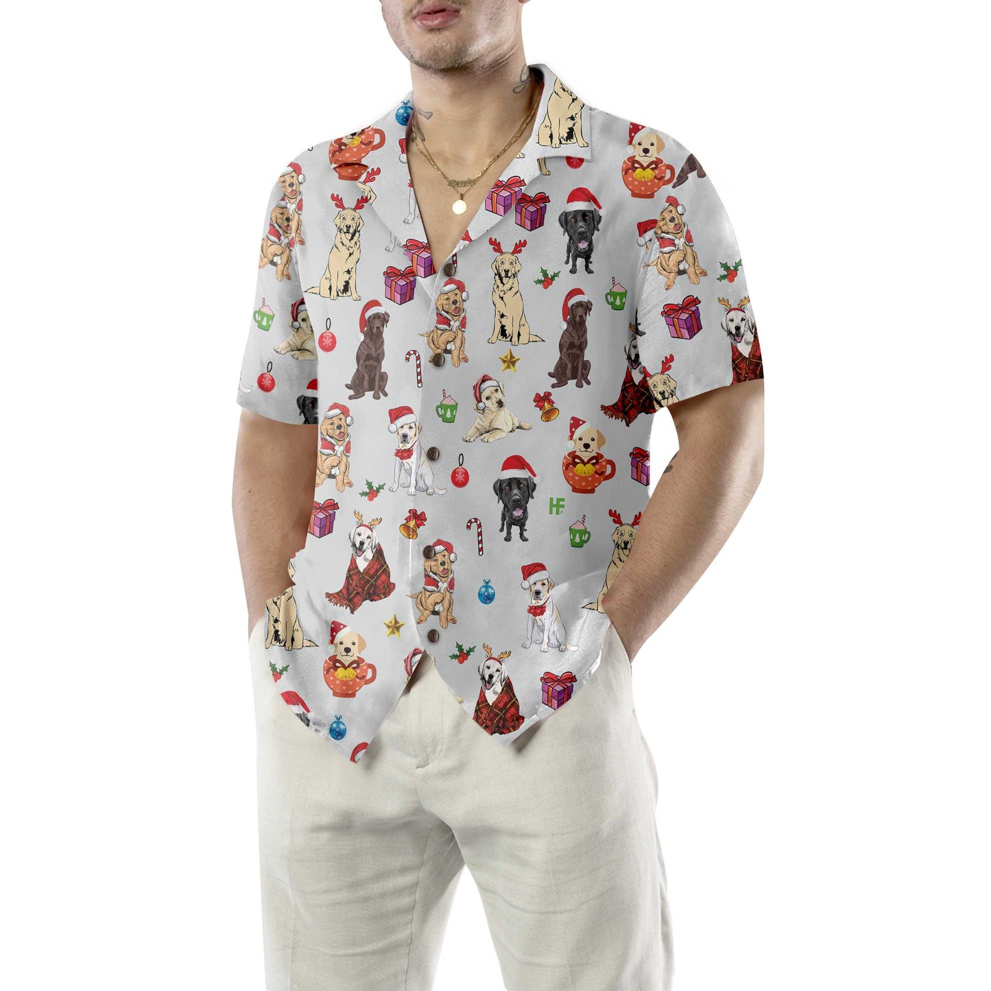 Adorable Labrador Retriever For Christmas Hawaiian Shirt, Funny Labrador Pattern Aloha Shirt, Best Christmas Gift For Labrador Retriever Lovers, Dog Lovers