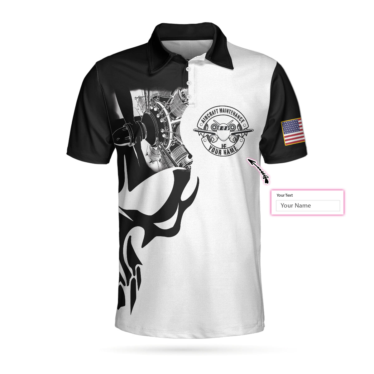 Aircraft Mechanic Custom Men Polo Shirt, Personalized Skull American Flag Aircraft Mechanic Shirt For Men, Aircraft Mechanic Build Anything Proud