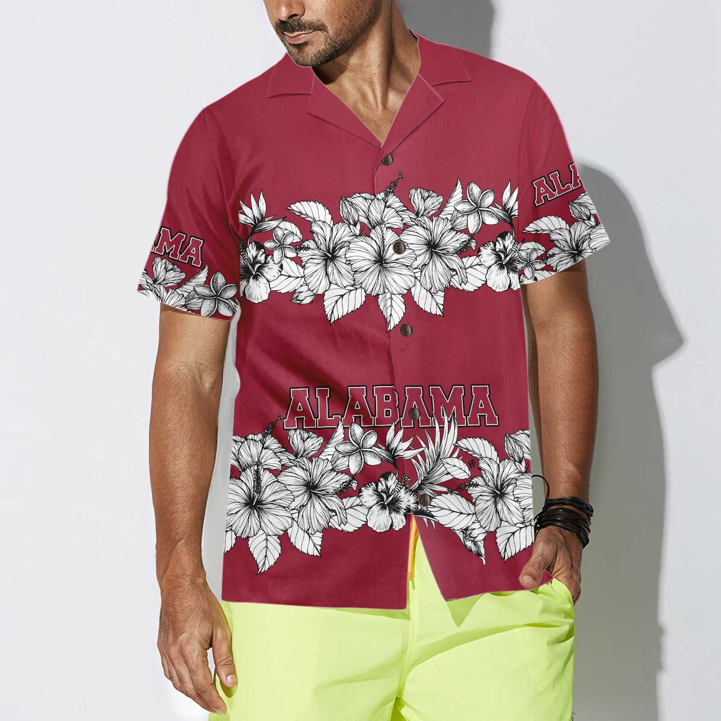 Alabama Flower Hawaiian Shirt, Floral Alabama Aloha Shirt For Men And Women, Perfect Gift For Friends, Husband, Boyfriend, Wife, Girlfriend, Family