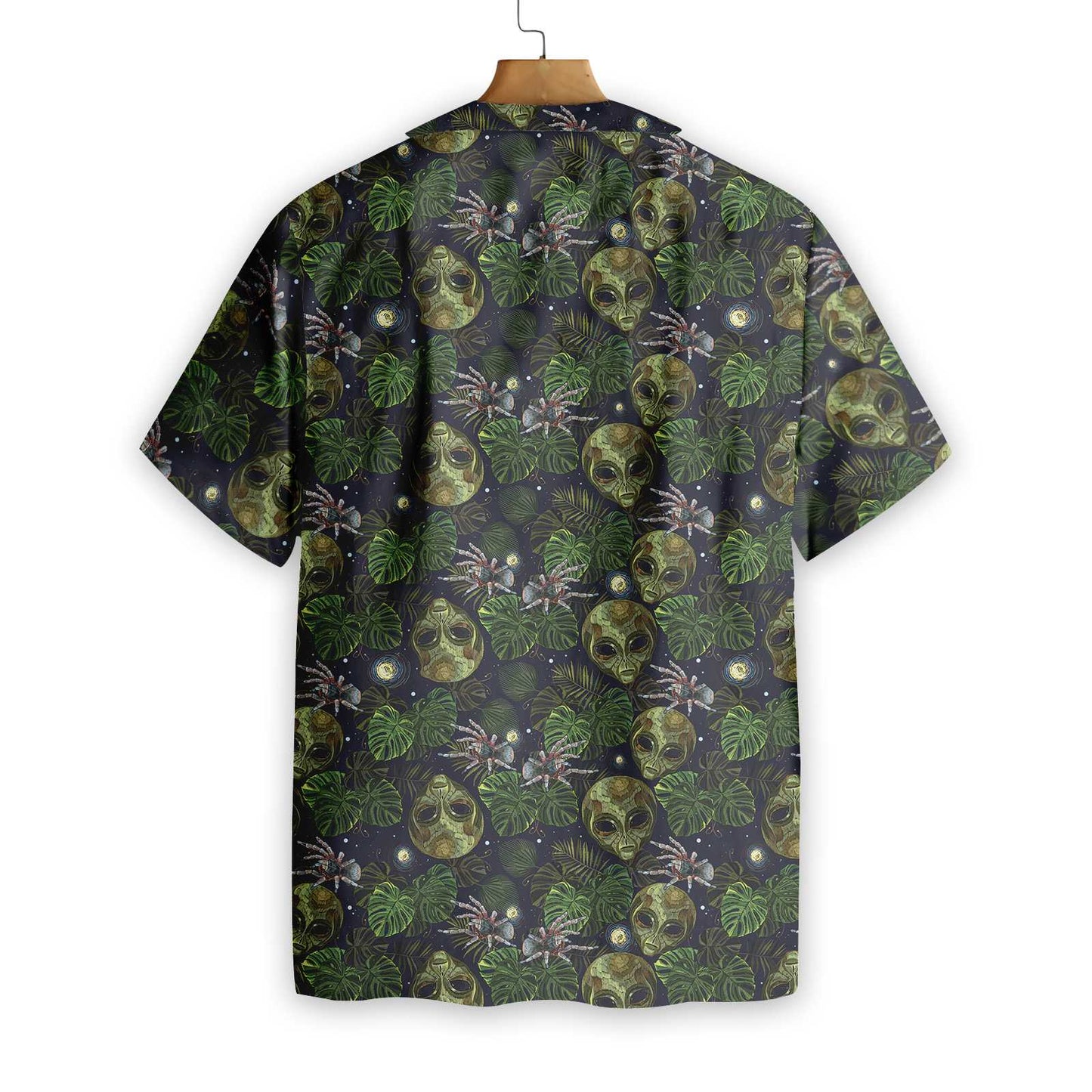 Alien And Spider In Night Tropical Forest Hawaiian Shirt, Tropical Aloha Shirt For Men And Women, Perfect Gift For Friends, Husband, Boyfriend, Wife, Girlfriend, Family