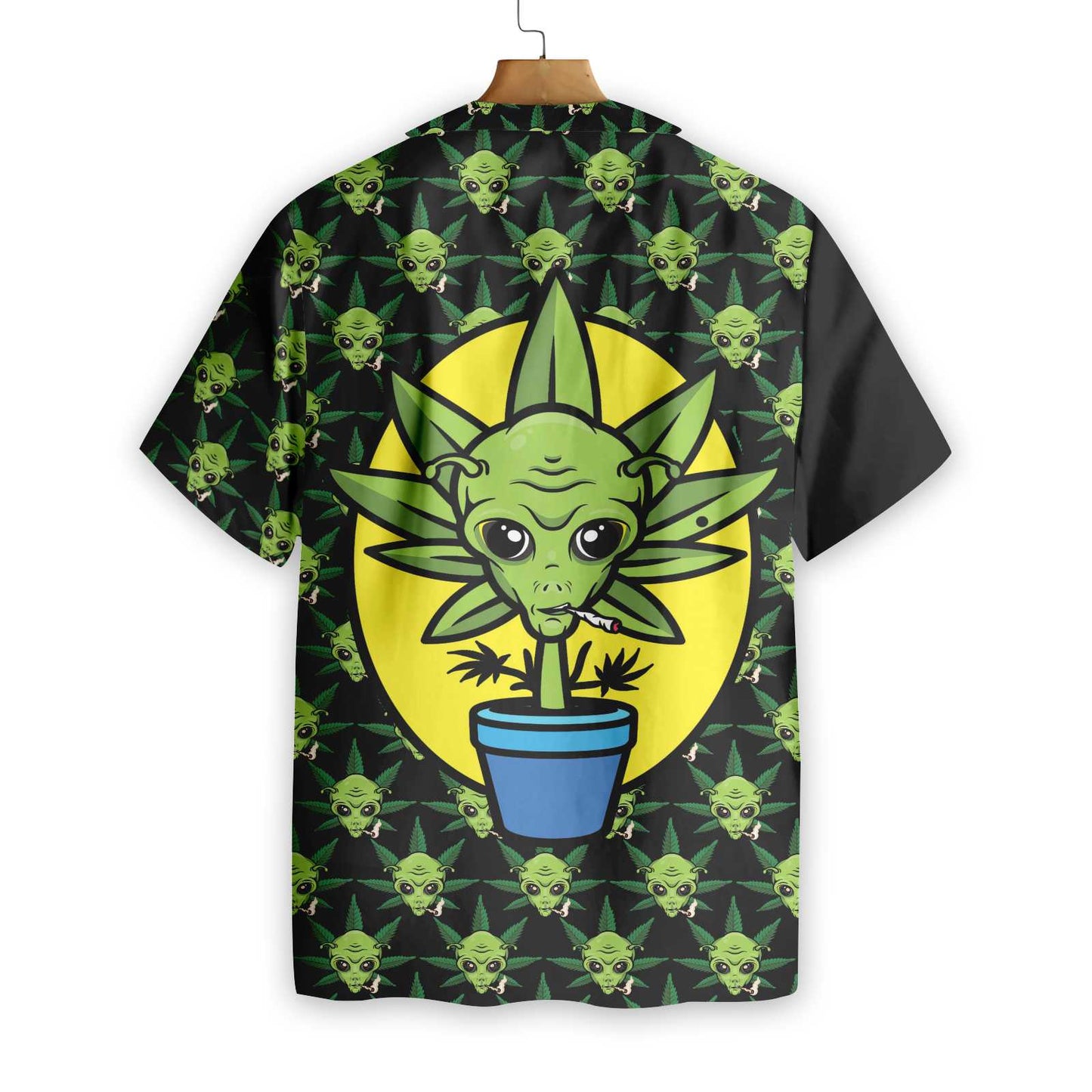 Alien Organic Marijuana Hawaiian Shirt, Don't Panic It's Organic Aloha Shirt For Men, Perfect Gift For Friends, Husband, Boyfriend, Family
