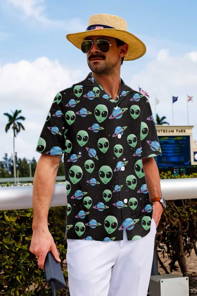 Alien Planet Hawaiian Shirt, Sky Galaxy Aloha Shirt For Men And Women, Perfect Gift For Friends, Husband, Boyfriend, Wife, Girlfriend, Family
