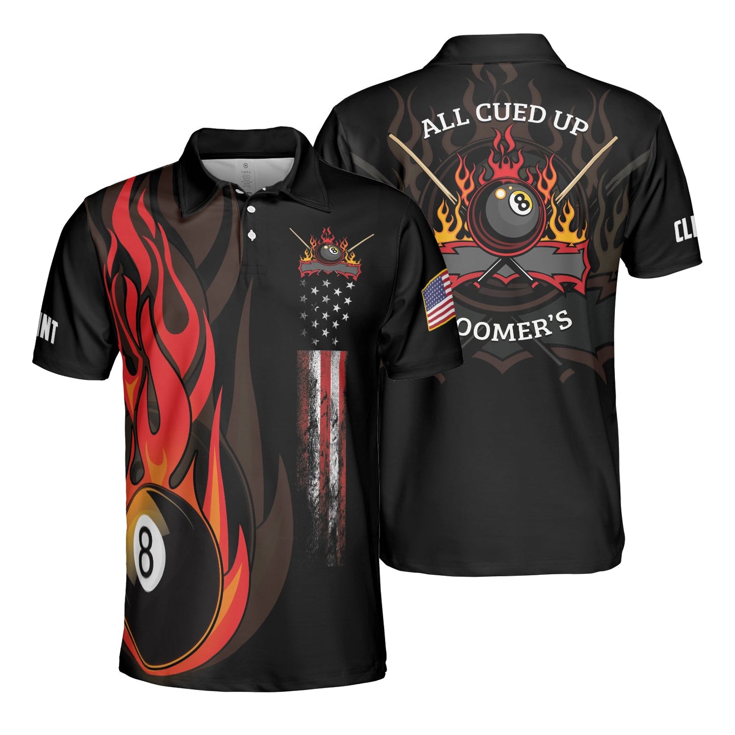 Billiards Custom Men Polo Shirt, Personalized Men Polo Shirt, All Cued Up Boomer's Custom Polo Shirt - Best Gift For Billiards Lovers