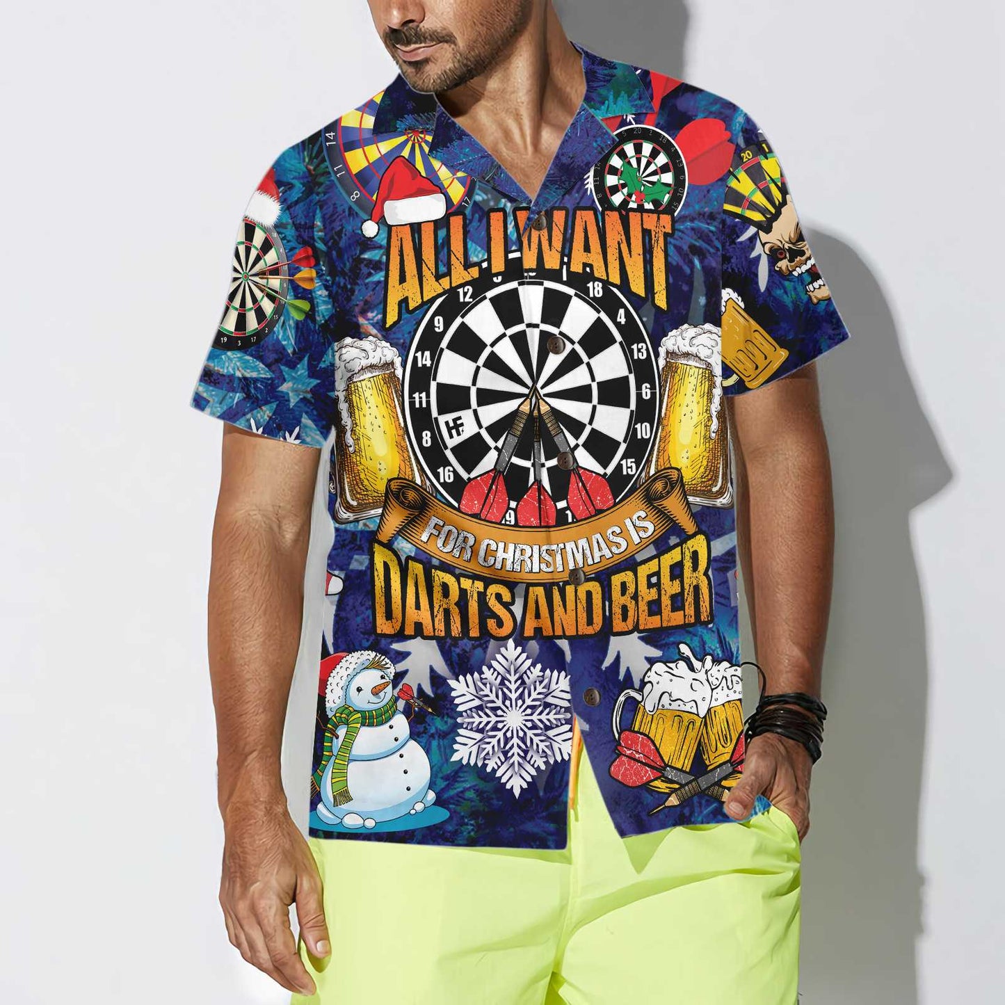 All I Want For Christmas Is Darts And Beer Hawaiian Shirt, Funny Christmas Shirt For Men, Best Xmas Gift Idea