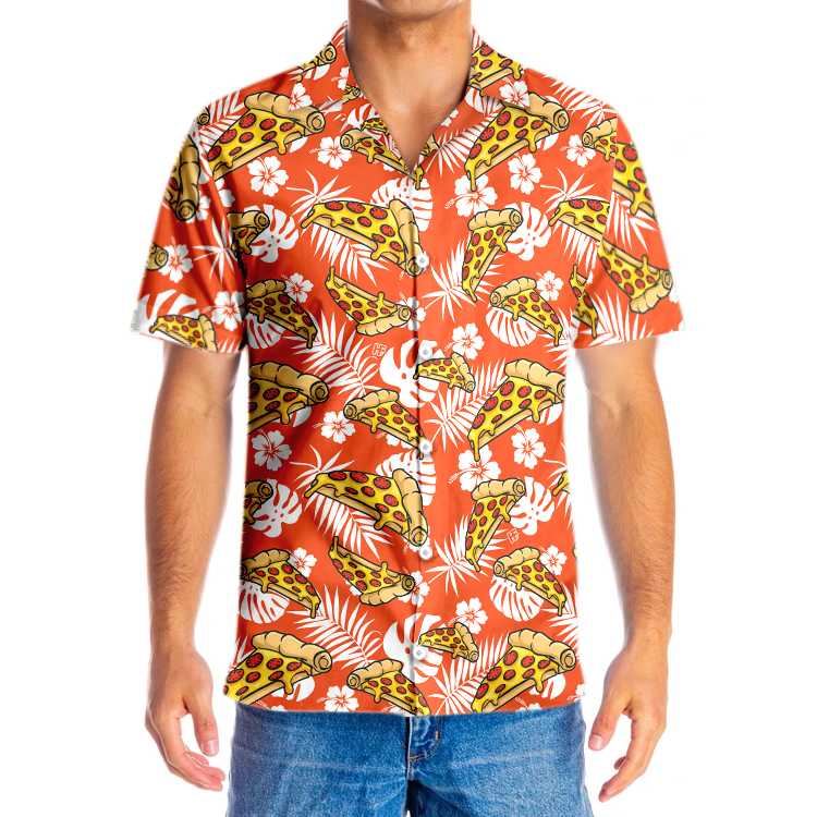 Aloha Tropical Pizza Shirt For Men Hawaiian Shirt, 3D Pizza Hawaiian Shirt, Perpect Gift For Men, Lovers, Husband, Boyfriend, Family