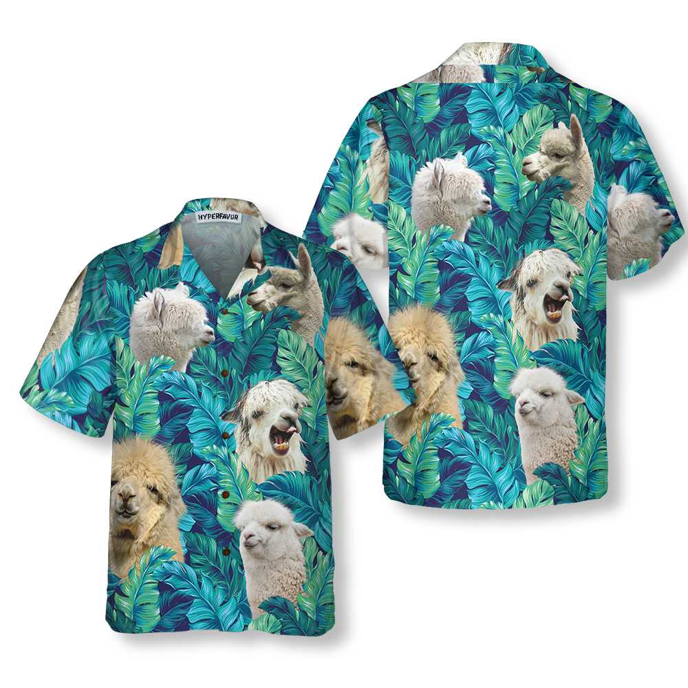 Funny Alpaca Tropical Hawaiian Shirt, Alpaca Aloha Shirt For Men And Women, Best Gift For Alpaca Lovers, Friends, Family