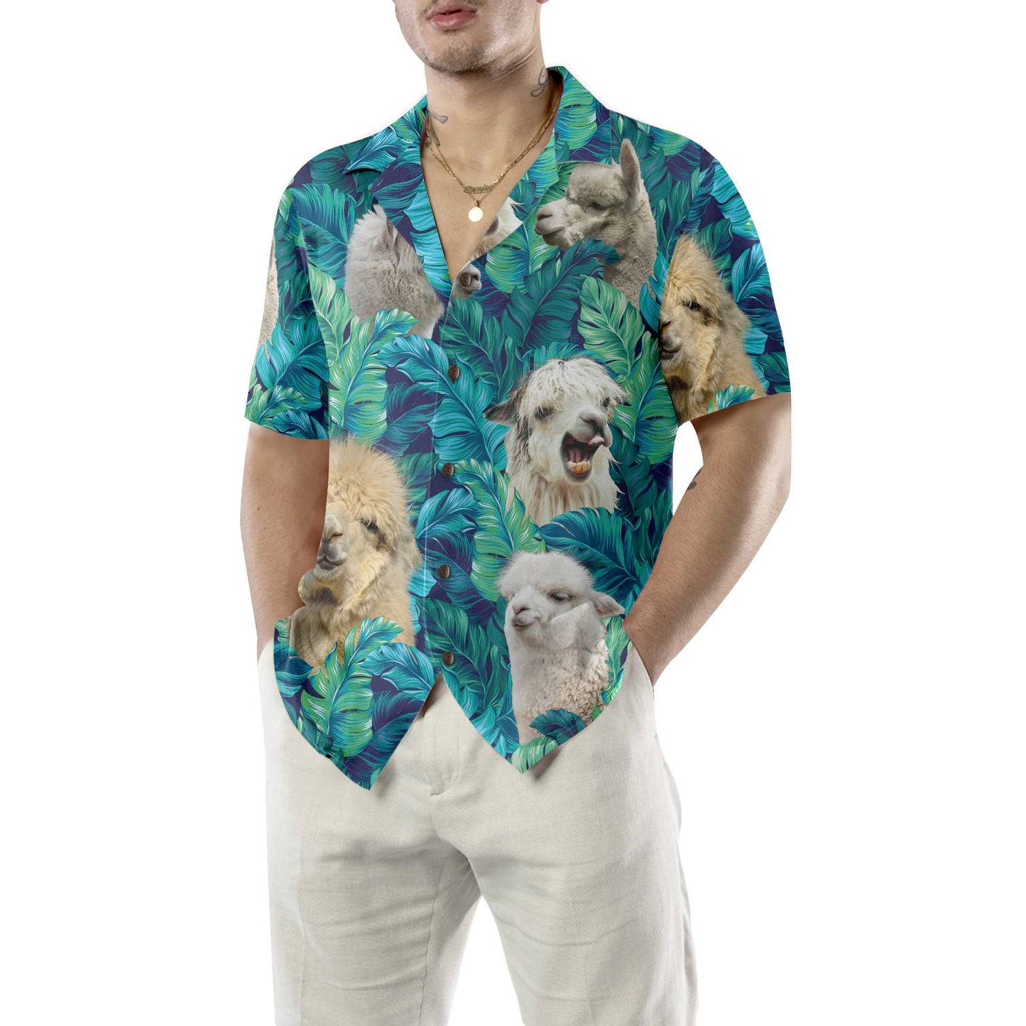 Funny Alpaca Tropical Hawaiian Shirt, Alpaca Aloha Shirt For Men And Women, Best Gift For Alpaca Lovers, Friends, Family