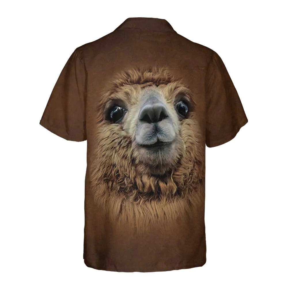 Funny Alpaca Hawaiian Shirt, Brown Alpaca Aloha Shirt For Men & Women, Best Gift For Alpaca Lovers