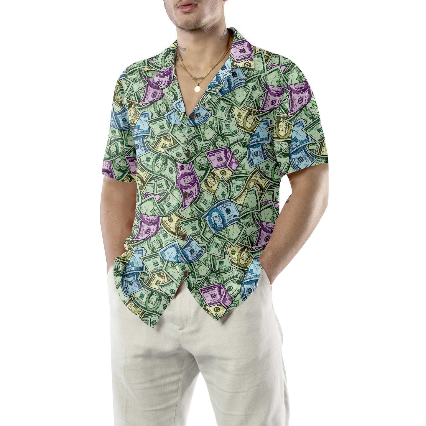 American Currency Banknotes Seamless Pattern Dollar Hawaiian Shirt, Funny Money Aloha Shirt Gift For Men