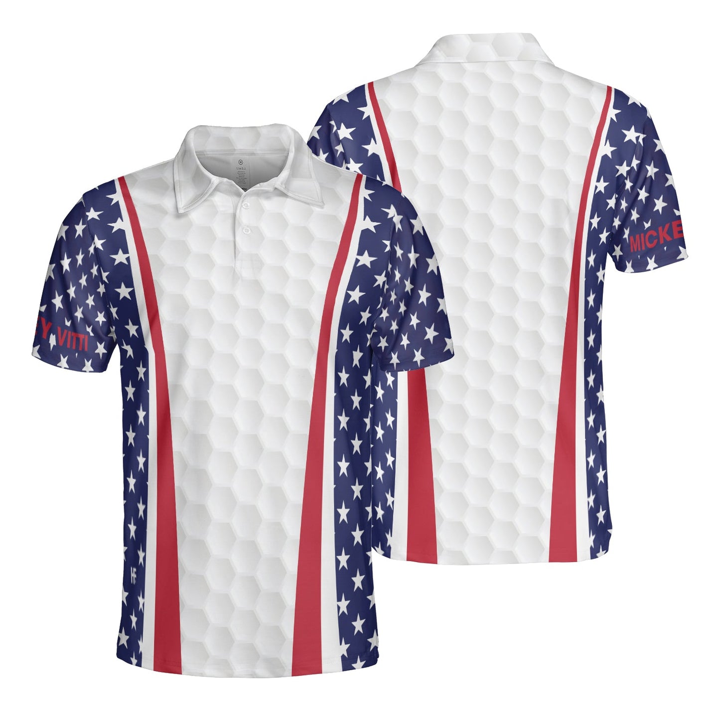 Golf Custom Men Polo Shirt, American Flag Golf Texture Custom Men Polo Shirt - Personalized Gift For Golf Lovers