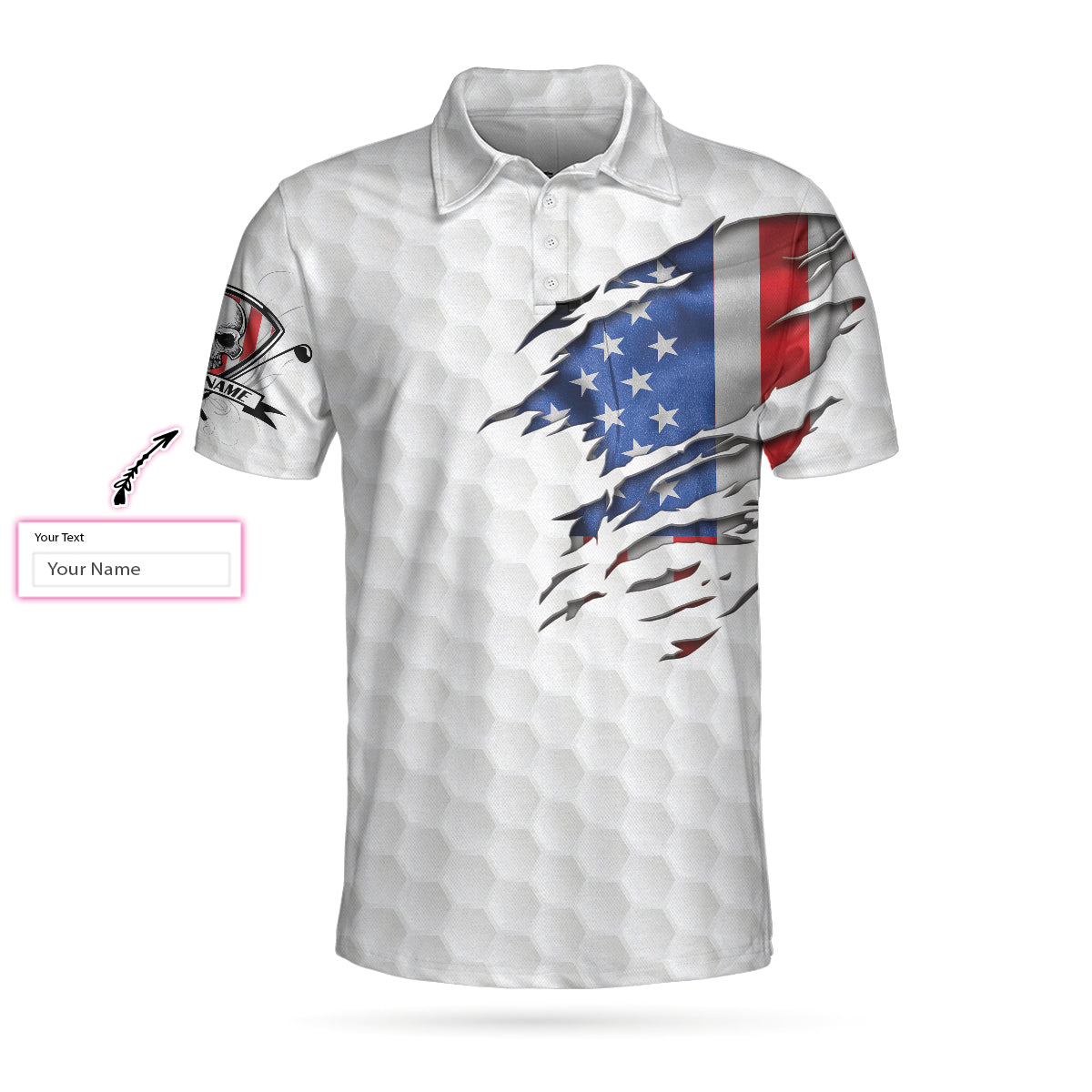 Personalized American Flag Golfing Skeleton Golf Men Polo Shirt, It Takes A Lot Of Balls To Golf The Way I Do Shirt, Custom Polo Shirt For Men