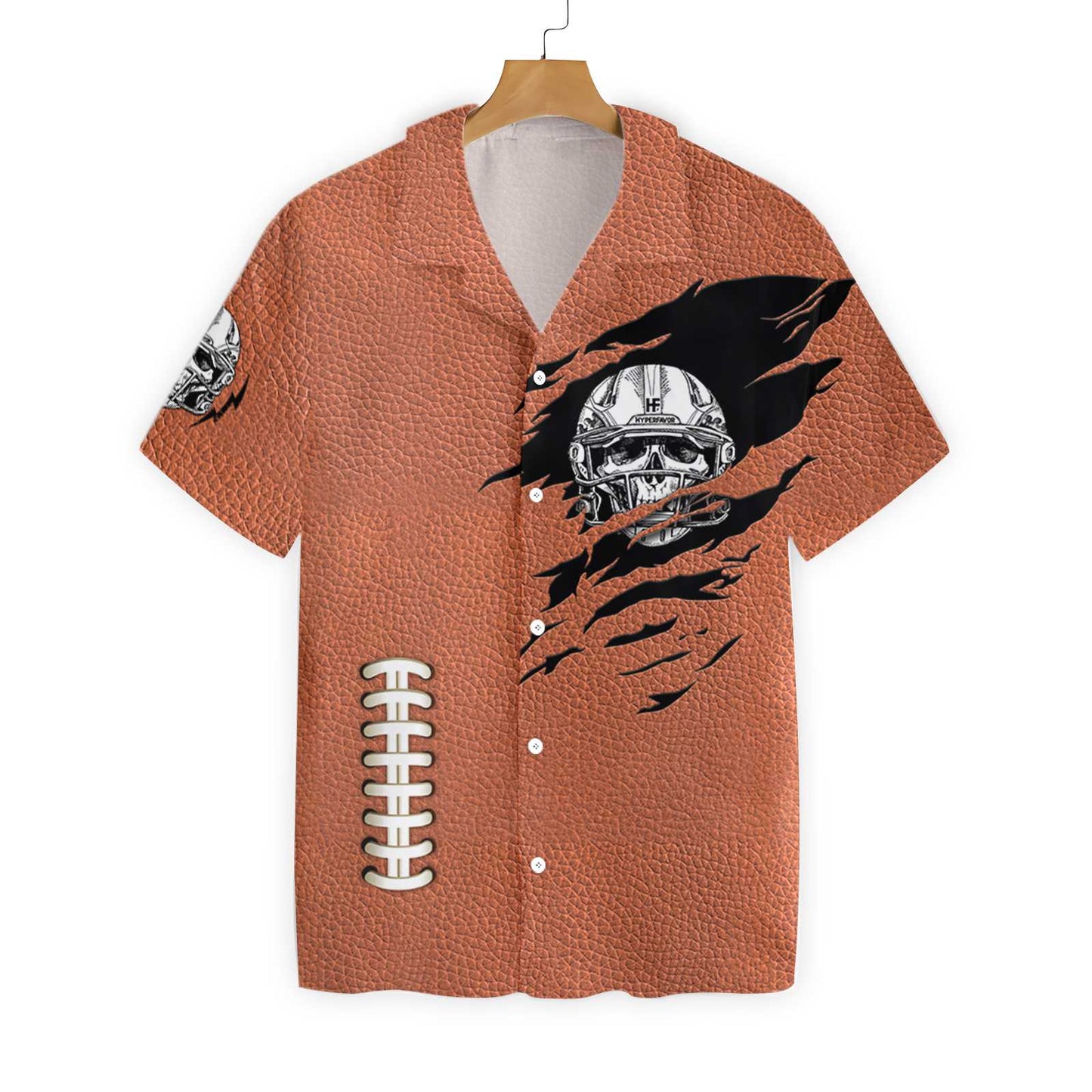 American Football Texture Hawaiian Shirt, Skull Helmet Aloha Shirt For Men & Women, Best Gift For Husband, Wife, Boyfriend, Girlfriend