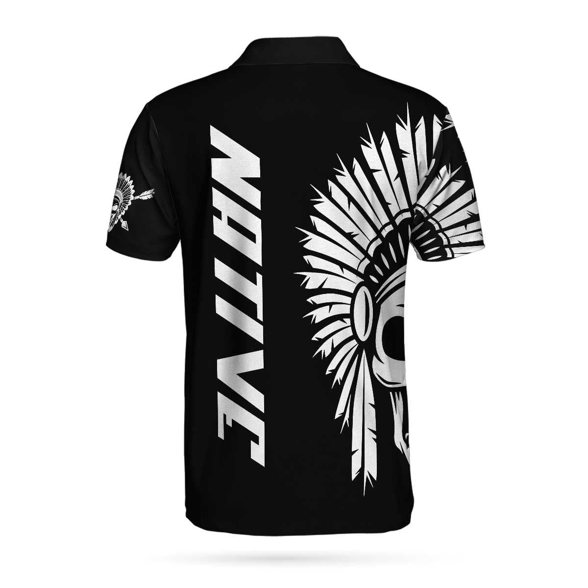 American Indian Skull Custom Men Polo Shirt, Personalized Skull Cherokee Print Shirt Design, Native American Polo Shirt