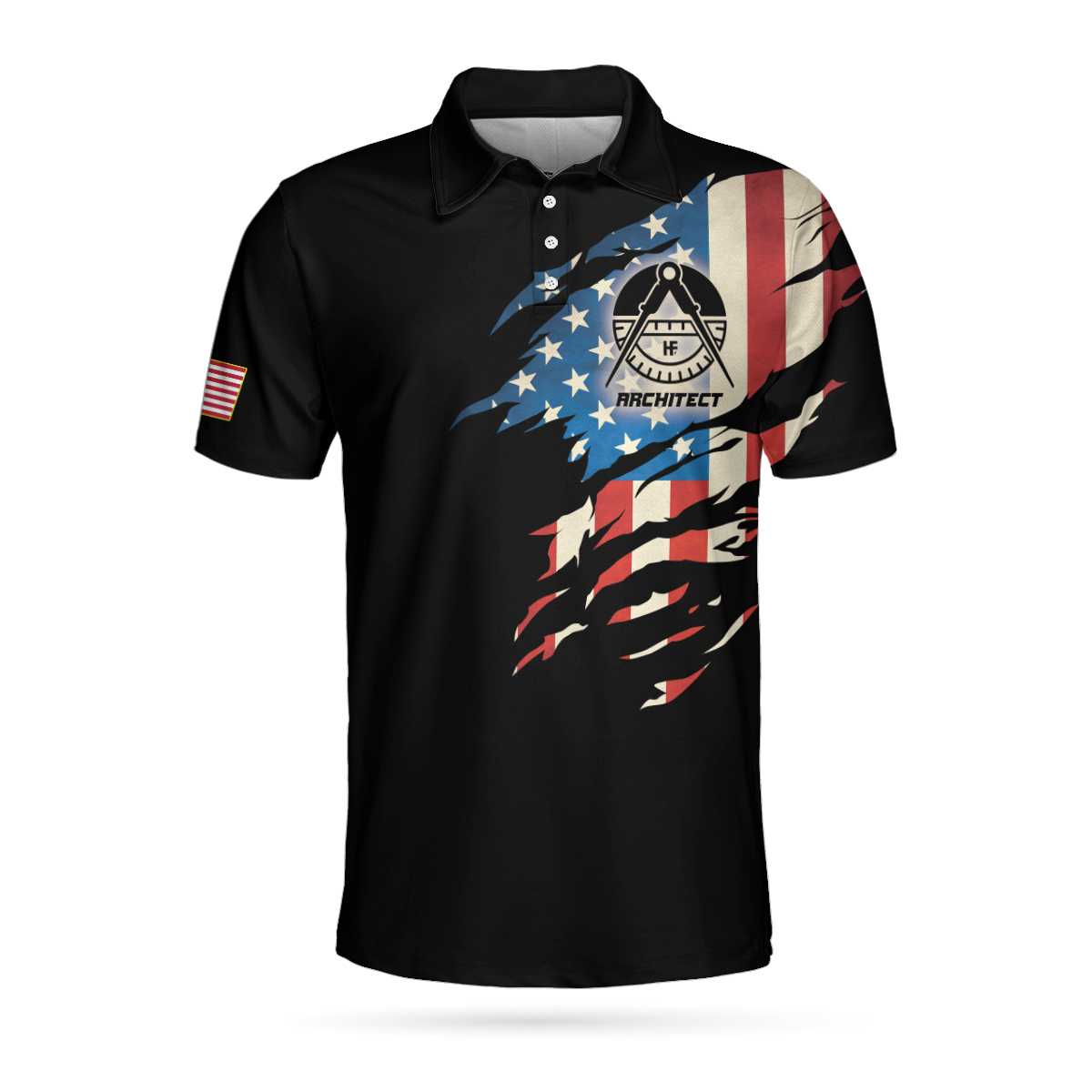 American Flag Skull Architect Men Polo Shirt, My Craft Allows Me To Design Anything Polo Shirt, Crazy Architect Shirt For Men
