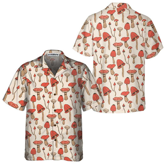 Autumn Mushrooms Hawaiian Shirt, Mushtroom Aloha Shirts for Men And Women, Best Gift For Mushrooms Lovers, Husband, Wife, Boyfriend, Girlfriend