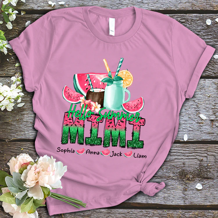 Mimi with Kids Custom Name T-shirt,  Mother's Day Shirt, Summer Mimi And Kids Personalized Shirt - Perfect Gift For Nana, Mimi, Grandma