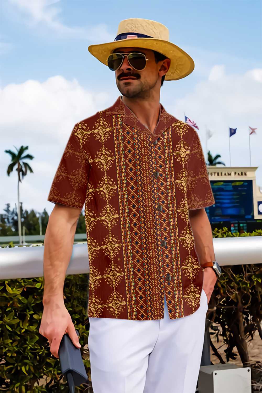 Aztec Geometric Vintage Pattern Native American Hawaiian Shirt, Cool Native American Indian Aloha Shirt For Men And Women, Best Gift For Husband, Wife, Boyfriend, Girlfriend