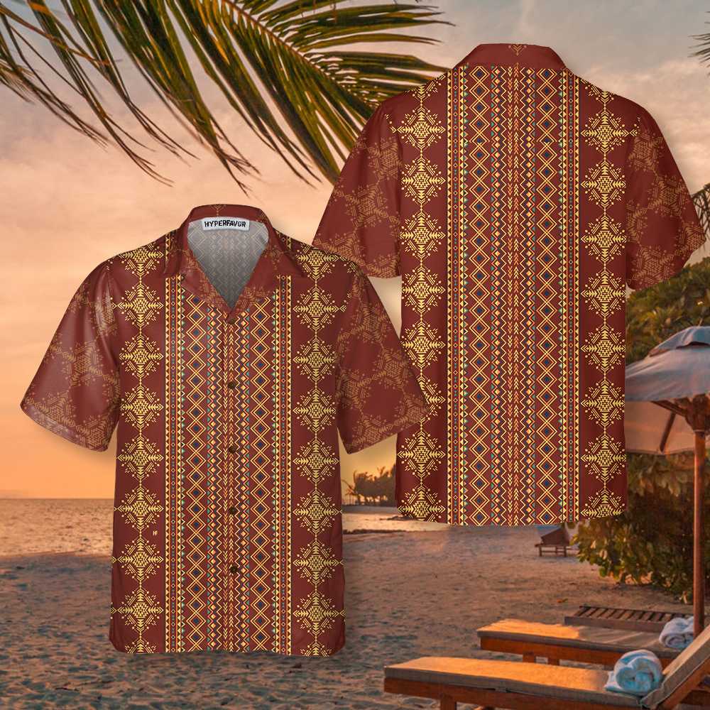 Aztec Geometric Vintage Pattern Native American Hawaiian Shirt, Cool Native American Indian Aloha Shirt For Men And Women, Best Gift For Husband, Wife, Boyfriend, Girlfriend