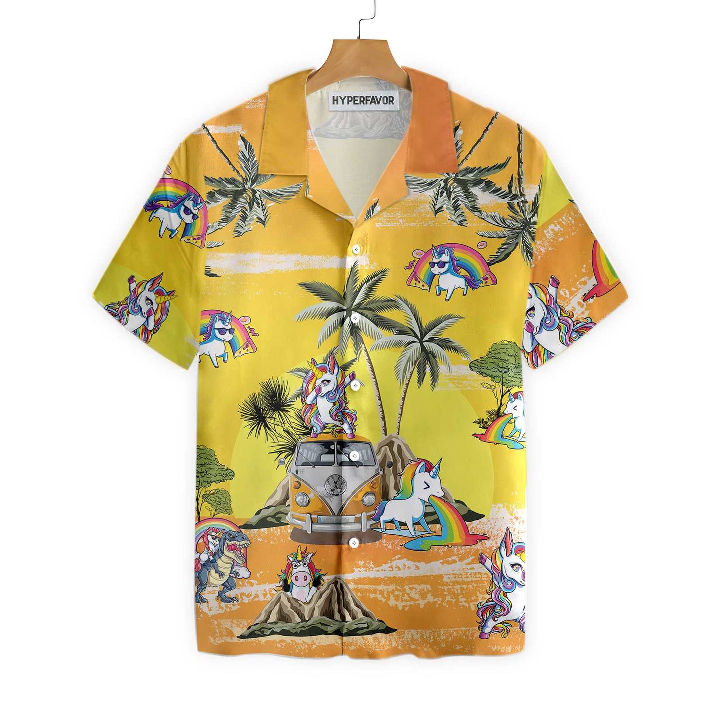 Baby Unicorn Summer Time Hawaiian Shirt, Stylish Unicorn Yellow Aloha Shirts for Men And Women, Best Gift For Unicorn Lovers, Husband, Wife, Boyfriend, Girlfriend