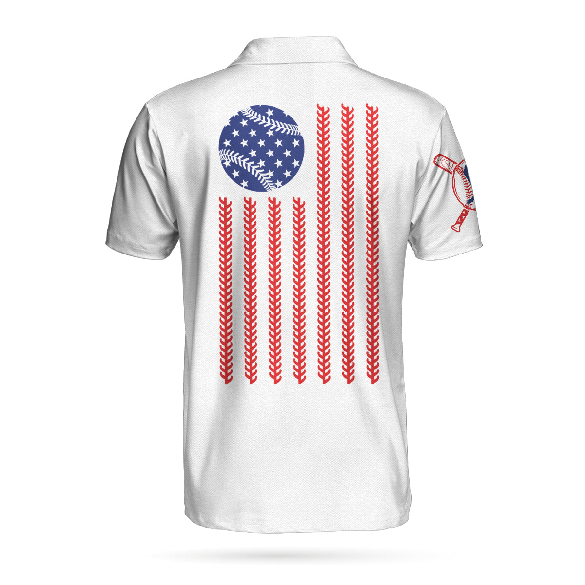 Baseball American Flag Men Polo Shirt, White Baseball USA Flag Polo Shirt, Patriotic Baseball Shirt For Men, Gift For Golfers