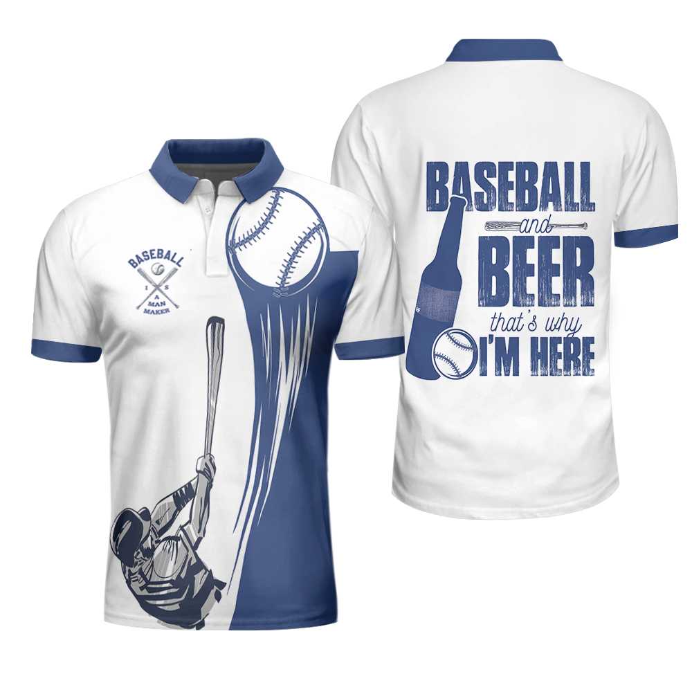 Best Baseball Men Polo Shirt, Baseball And Beer That's Why I'm Here Short Sleeve Shirt For Men, Home Run Polo Shirt, Gift For Golfers