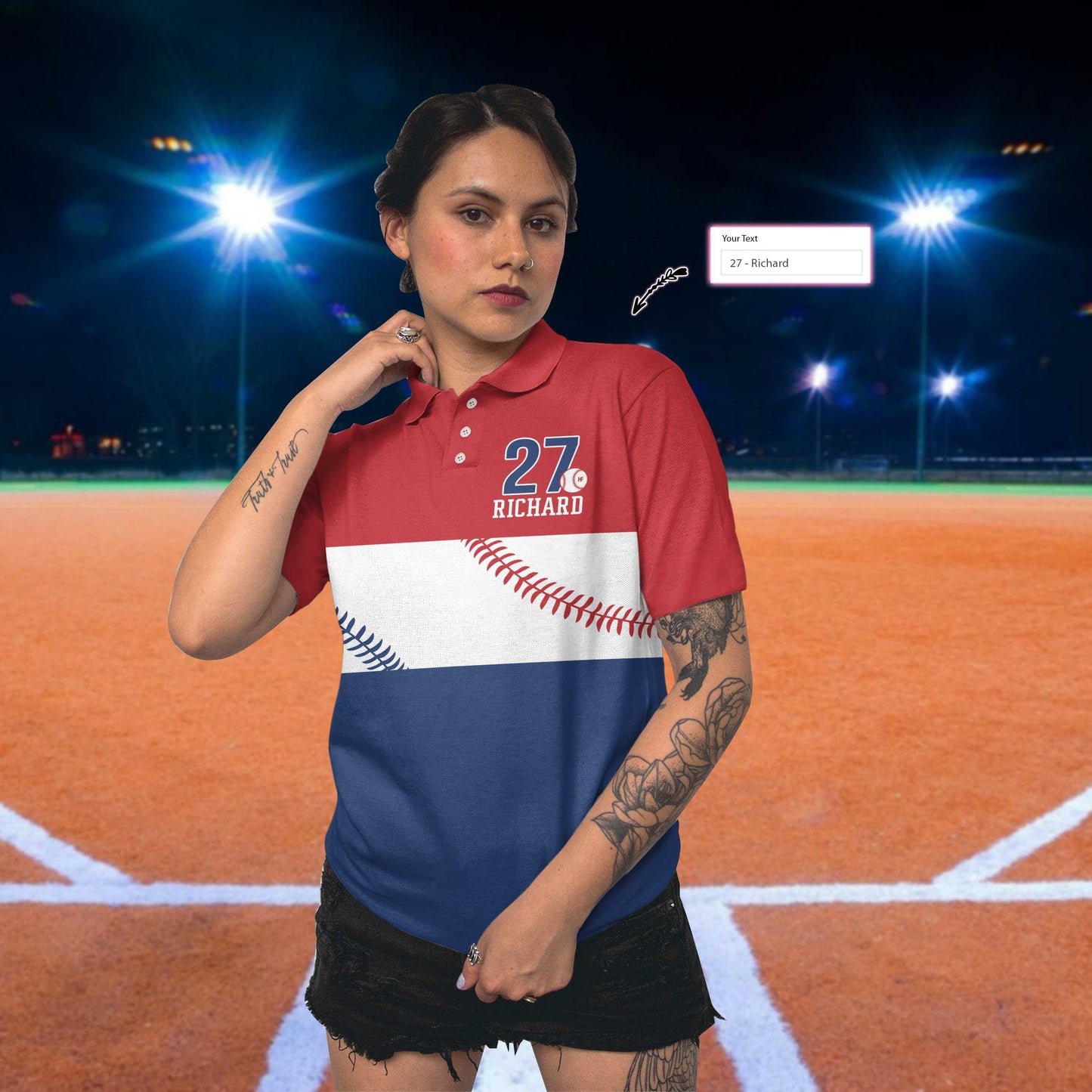 Baseball Girl Custom Short Sleeve Women Polo Shirt, Best Personalized Gift Idea For Baseball Ladies