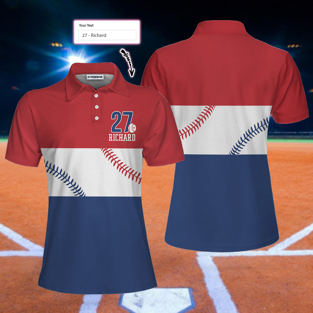 Baseball Girl Custom Short Sleeve Women Polo Shirt, Best Personalized Gift Idea For Baseball Ladies