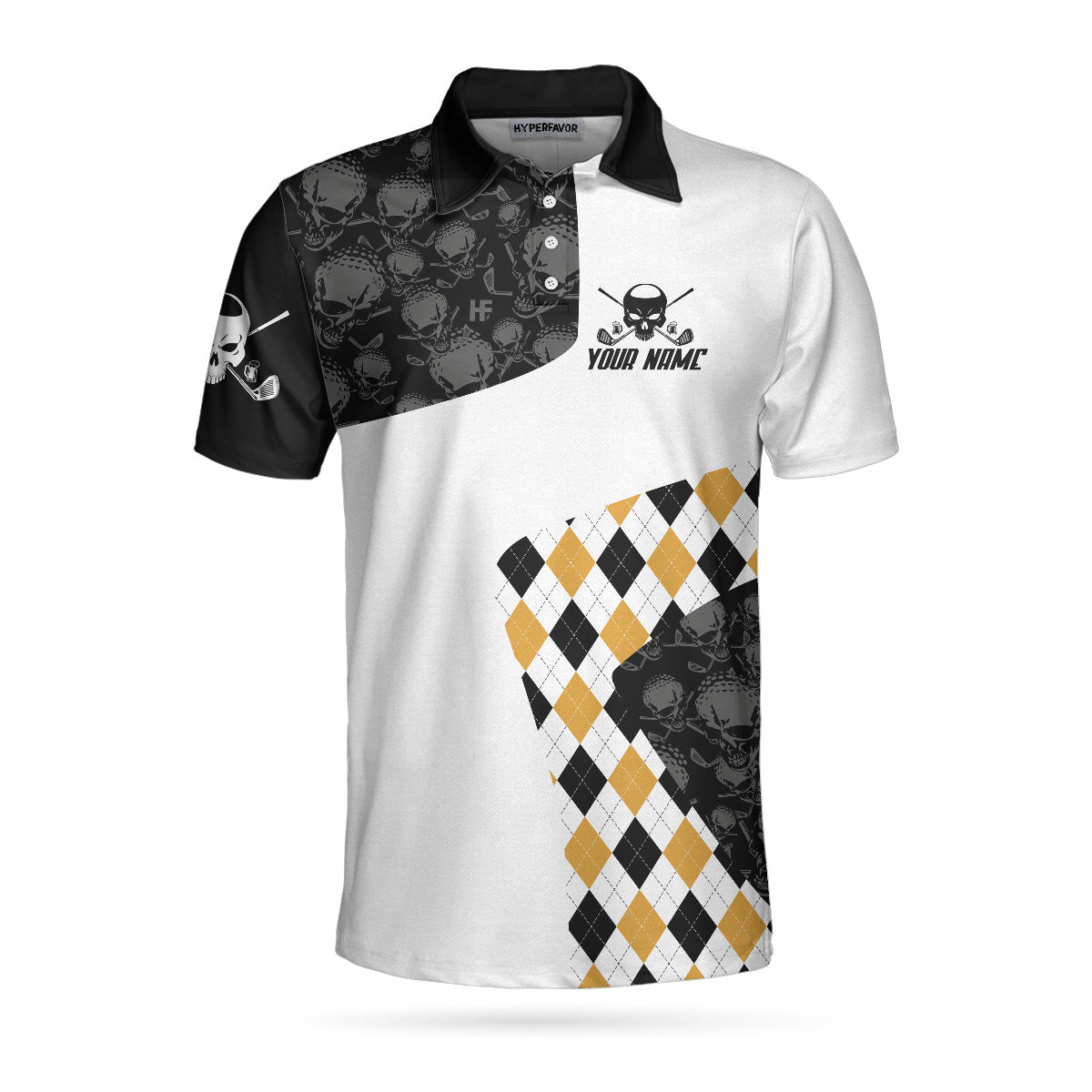 Beer and Golf Custom Men Polo Shirt, Beer Drinker With A Golfing Problem Custom Polo Shirt, Skull Argyle Pattern Golf Shirt, Golf Shirt Beer Lovers