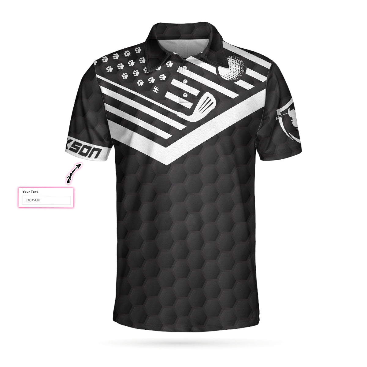 Best Pug Dad Ever Golfer Custom Men Polo Shirt, Personalized Black American Flag Golf Shirt For Men, Golf Shirt For Pug Lovers, Pug Dad