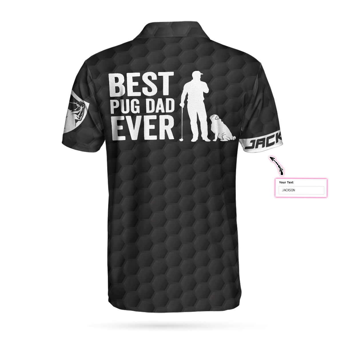 Best Pug Dad Ever Golfer Custom Men Polo Shirt, Personalized Black American Flag Golf Shirt For Men, Golf Shirt For Pug Lovers, Pug Dad