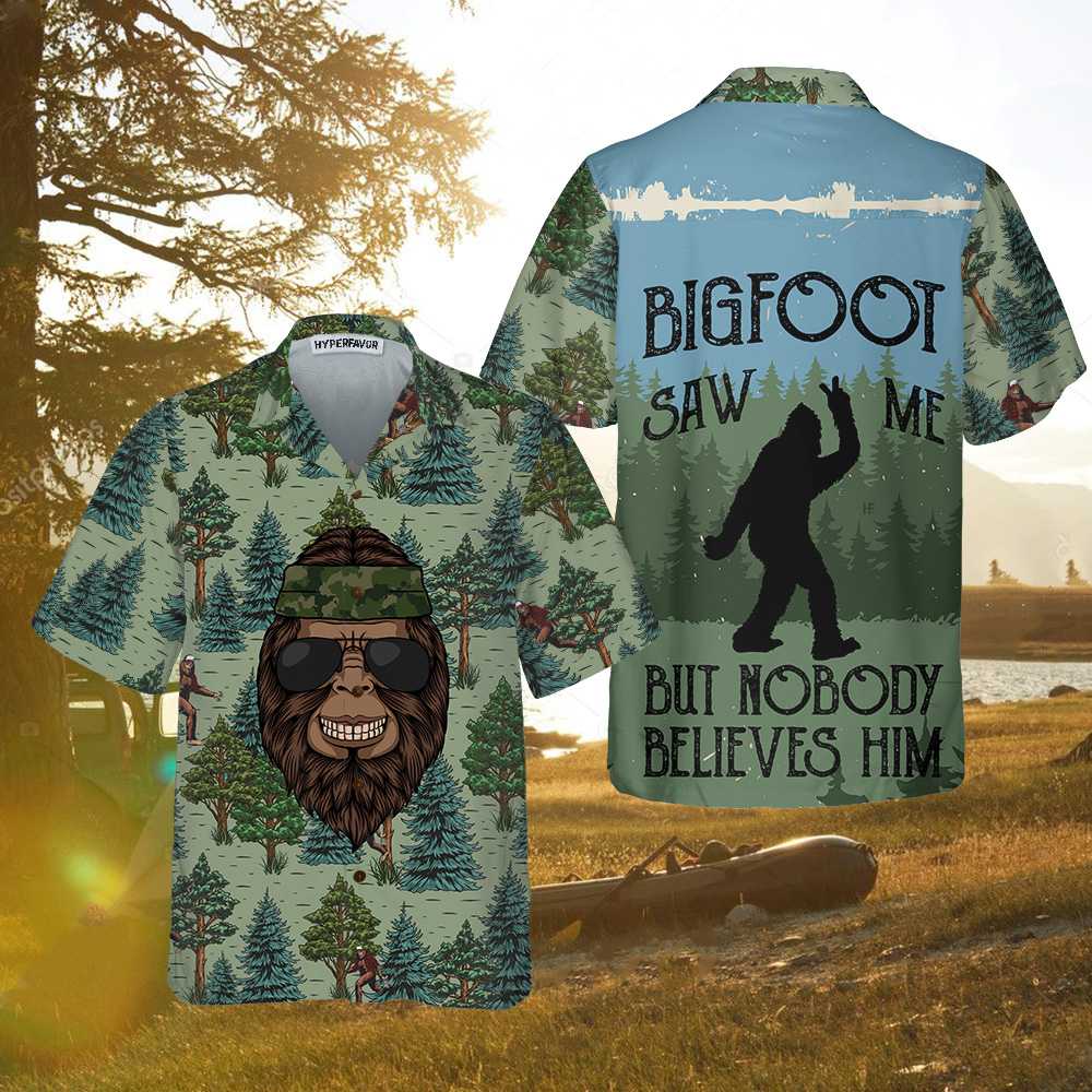 Bigfoot Saw Me Camping Summer Hawaiian Shirt, Funny Camping Shirt For Men And Women, Gift For Bigfoot Lovers, Friends, Husband, Boyfriend, Family