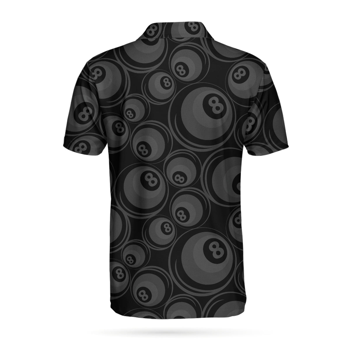 Men Polo Shirt - Billiards Black Background And Golden Pattern Polo Shirt - 8-ball Polo Shirt, Best Billiards Shirt For Men