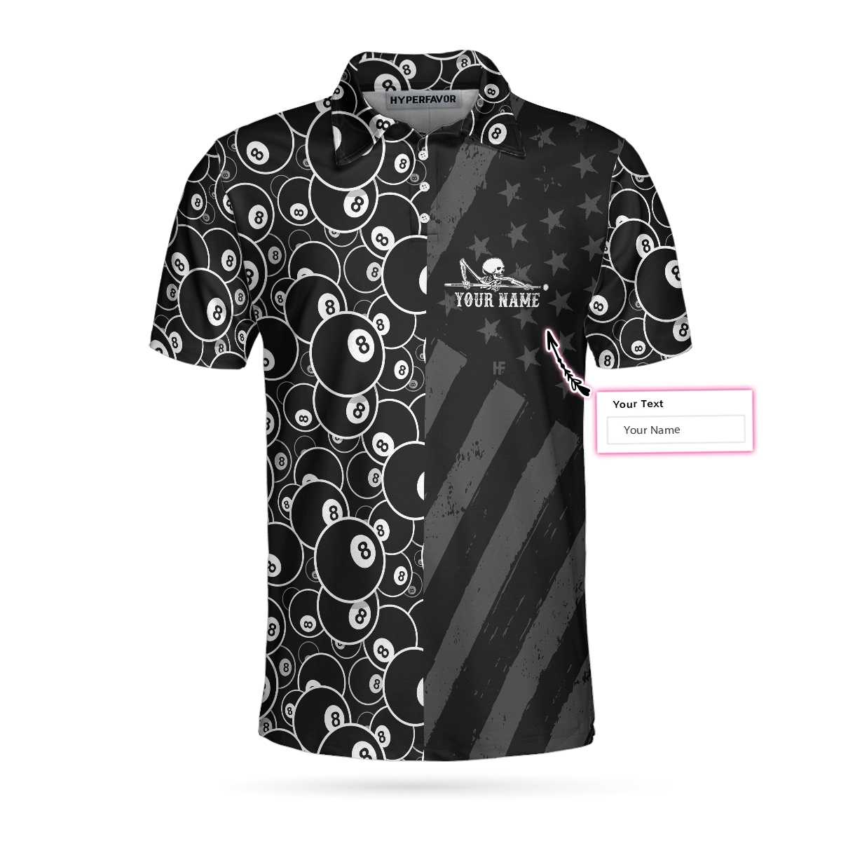 Men Polo Shirt - Billiards Dead Stroke Custom Polo Shirt - Personalized Black Billiards Shirt For Men, Cool Custom Billiards Team Shirt