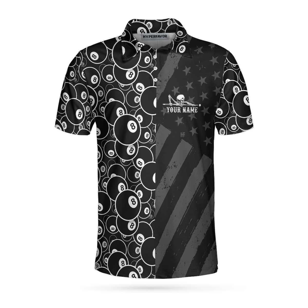 Men Polo Shirt - Billiards Dead Stroke Custom Polo Shirt - Personalized Black Billiards Shirt For Men, Cool Custom Billiards Team Shirt