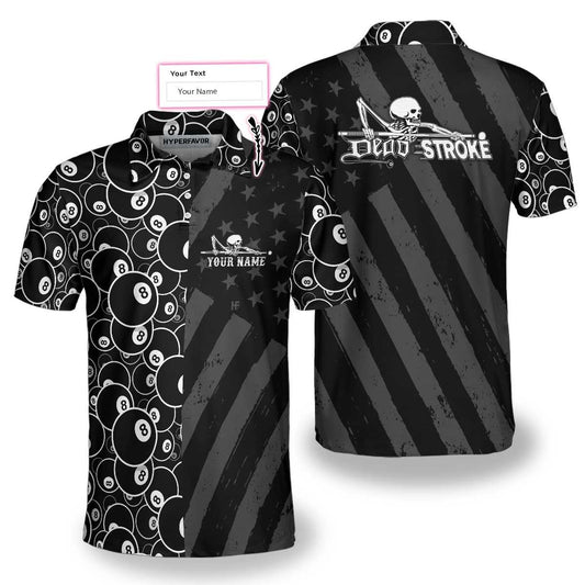 Men Polo Shirt - Billiards Dead Stroke Custom Polo Shirt - Personalized Black Billiards Shirt For Men, Cool Custom Billiards Team Shirt