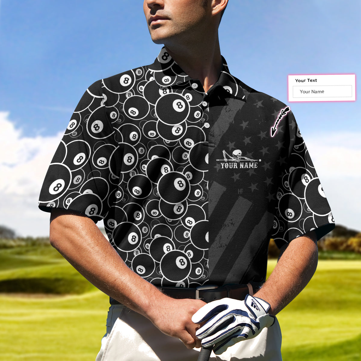 Men Polo Shirt - Billiards Dead Stroke Custom Polo Shirt - Personalized Black Billiards Shirt For Men, Cool Custom Billiards Team Shirt