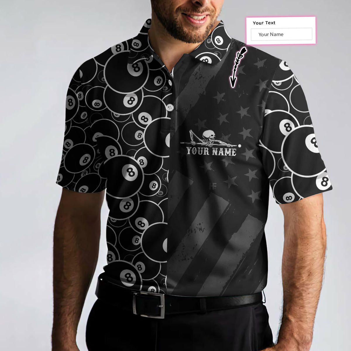 Men Polo Shirt - Billiards Dead Stroke Custom Polo Shirt - Personalized Black Billiards Shirt For Men, Cool Custom Billiards Team Shirt