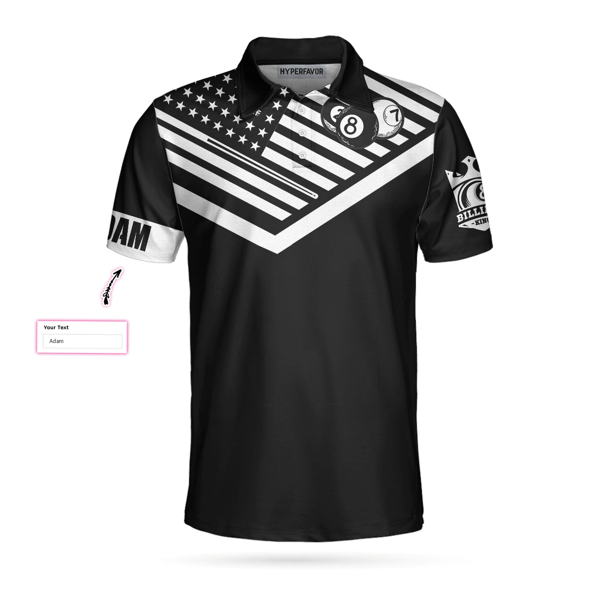 Men Polo Shirt - Billiards Excercise And Swearing Custom Polo Shirt - Gift For Billiards Player - Black And White American Flag Billiards Shirt